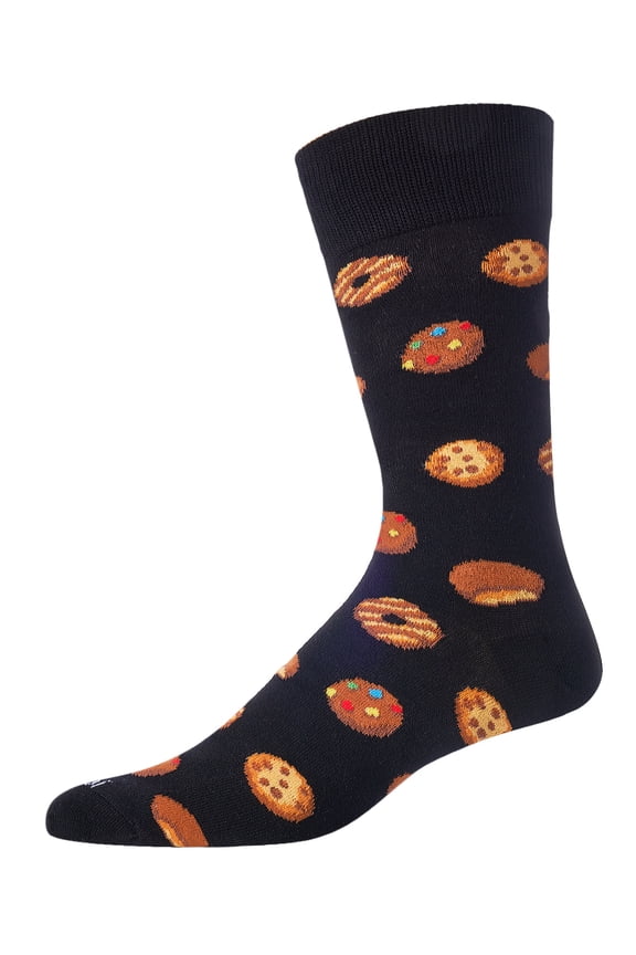 Men's Tasty Cookies Bamboo Blend Novelty Crew Sock - Mens - Male, 10-13, Medium Gray