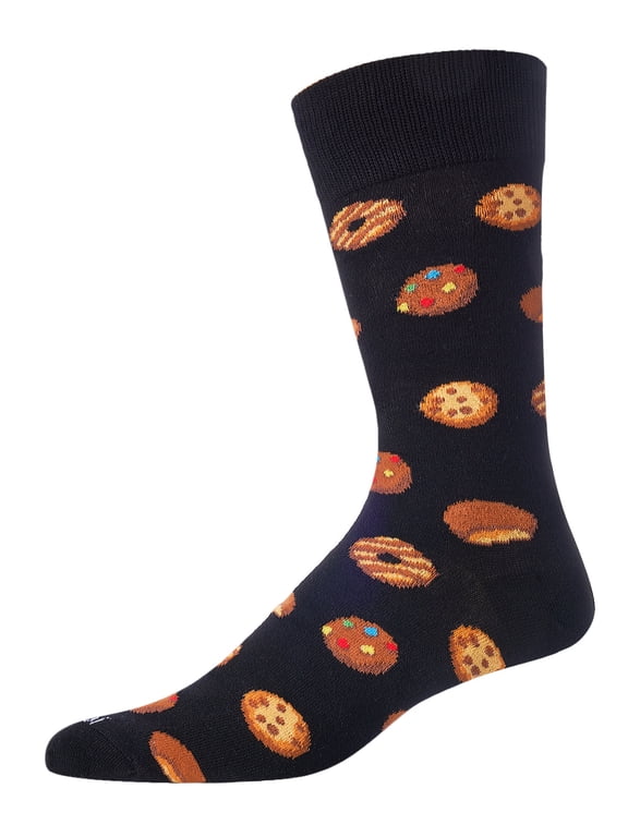 Men's Tasty Cookies Bamboo Blend Novelty Crew Sock - Mens - Male, 10-13, Medium Gray