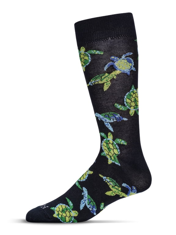 Men's Turtles Bamboo Crew Socks - Mens - Male, 10-13, Navy