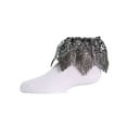 thumbnail image 1 of MeMoi Metallic Leaf Cotton Blend Anklet Socks - Girls - Female, 8, White Silver, 1 of 7