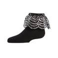 thumbnail image 1 of MeMoi Metallic Scalloped Cotton Blend Anklet Socks - Girls - Female, 8, Black Silver, 1 of 3