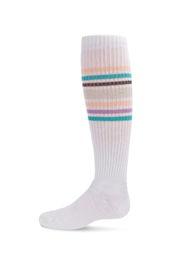 Metallic Sport Stripe Knee-High Socks - Girls - Female, 4, White