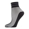 thumbnail image 1 of MeMoi Metallic Stripe Fishnet Ankle Sock - Womens - Female, One Size, Black, 1 of 7