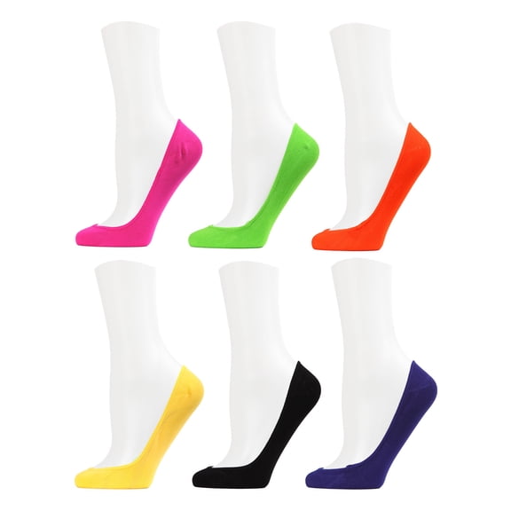 MeMoi No-Show Microfiber Shoe Liners 6-Pack - Womens - Female (One Size, Teal Multi)