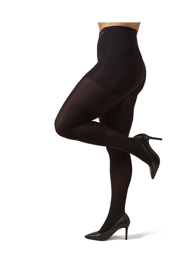 Microfiber Opaque Plus Size Curvy Control Top Tights - Womens - Female, 7X, Dark Chocolate