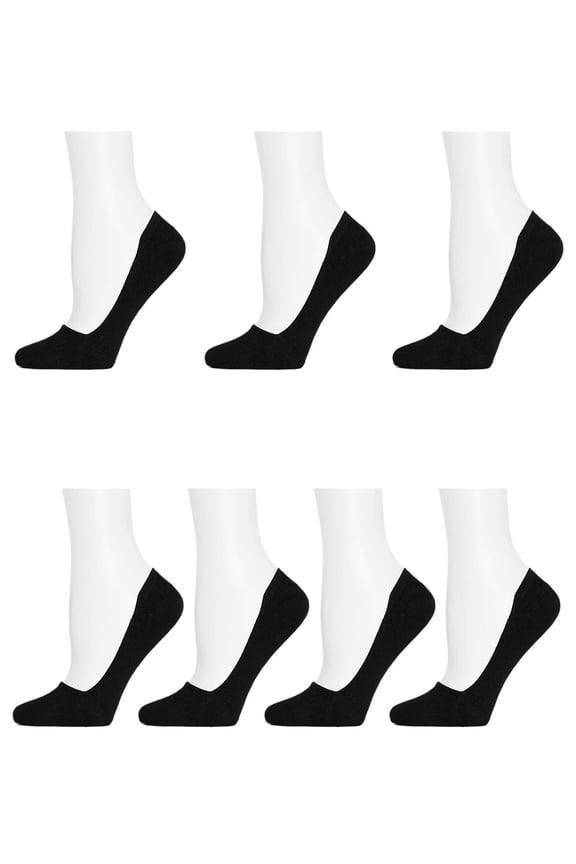 Mid-Cut Liner Cotton Blend Sock 7-Pack - Womens - Female, One Size, Black-White