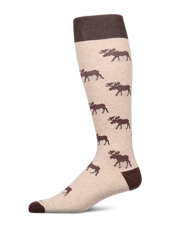 Unisex "Moose" Cotton-Blend Knee High Compression Sock (15-20 mmHg), 10-13, Hemp Heather