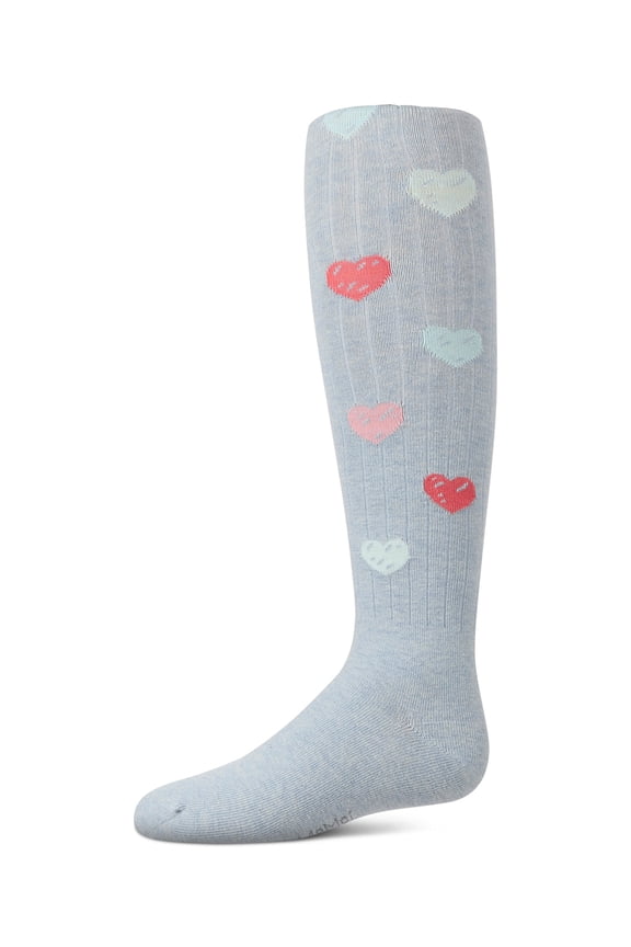 Multi Heart Graffiti Cotton Tights - Girls - Female, 14, Winter White