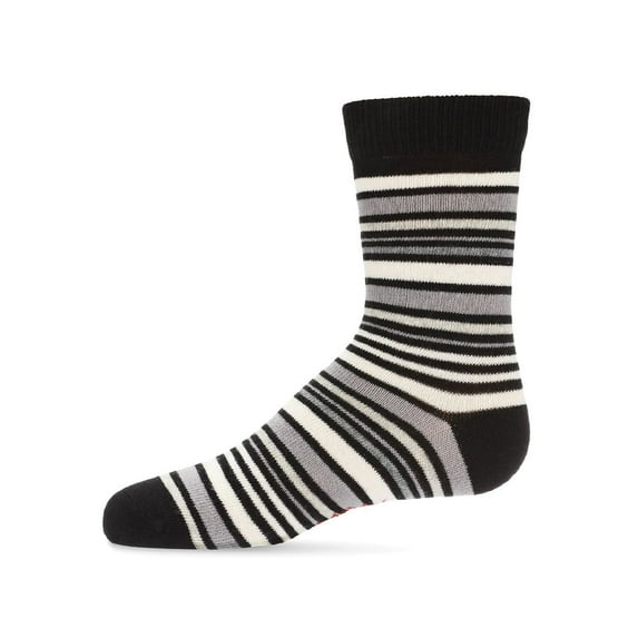 MeMoi Boys Multi-Stripe Cotton-Rich Fine-Gauge Crew Sock - Boys - Male, 7-8, Black