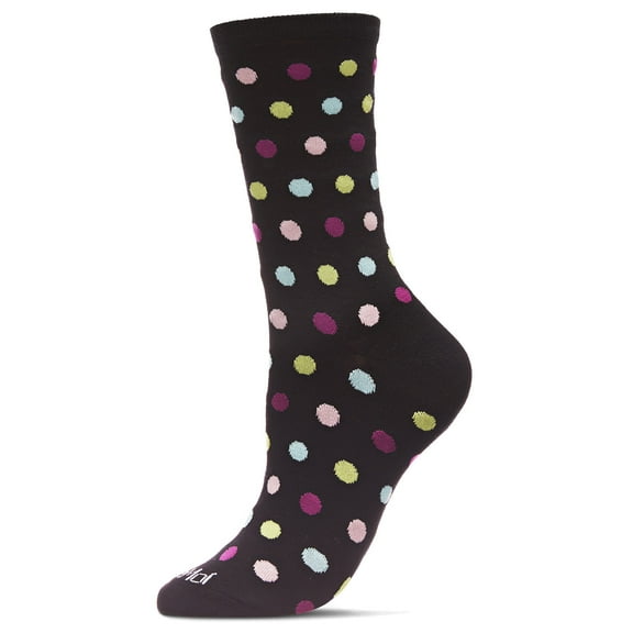 MeMoi Multicolor Polka Dots Bamboo Blend Crew Sock - Womens - Female, 9-11, Black