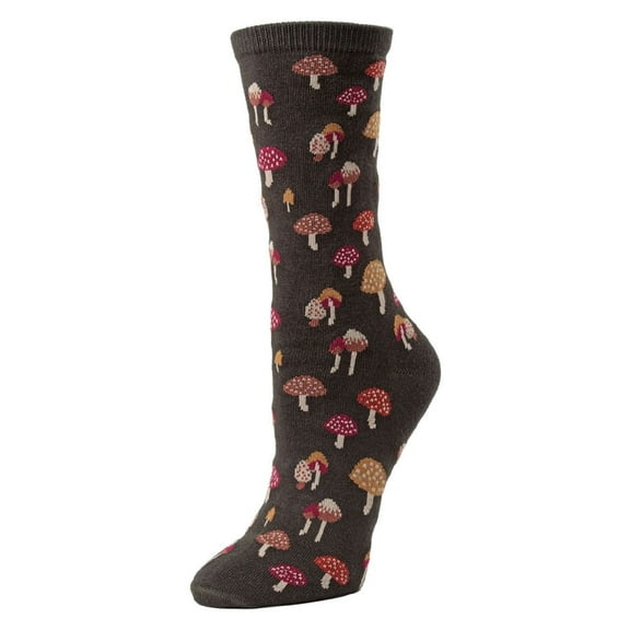 MeMoi Mushroom Field Bamboo Blend Crew Sock - Womens - Female, 9-11, Rosin