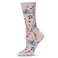 thumbnail image 1 of MeMoi Musical Notes Bamboo Blend Crew Sock - Womens - Female, 9-11, Hemp Heather, 1 of 8