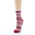 thumbnail image 1 of MeMoi Women's Holiday Cheer Fuzzy Lined Crew Socks - Womens - Female, One Size, Tango Red, 1 of 2
