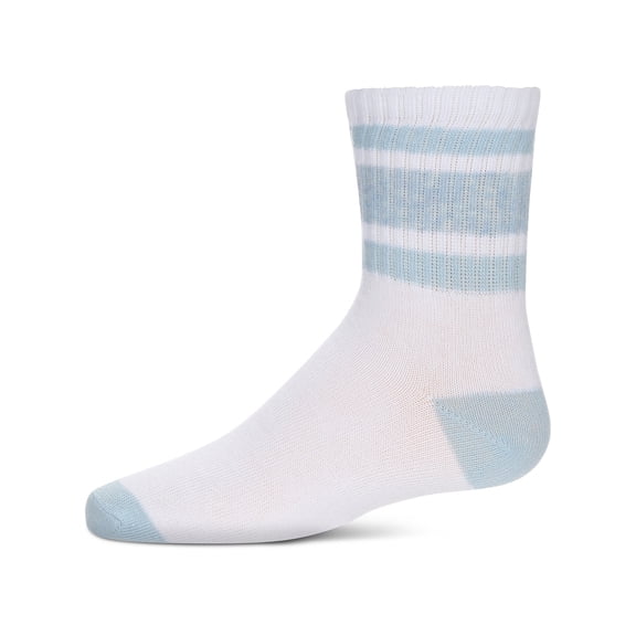 MeMoi Girls Neon Stripe Cotton-Rich Crew Sock - Girls - Female, 4, White-Neon Green