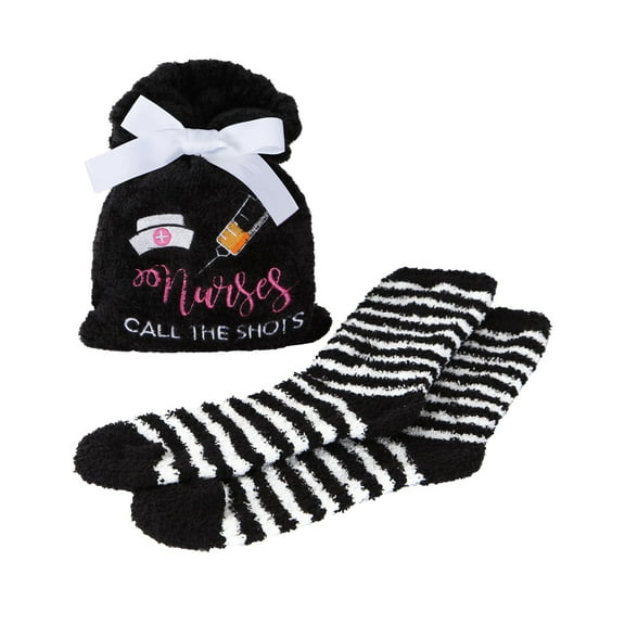 MeMoi Nurses Call the Cozy Sock & Gift Bag Set | Socks By MeMoi One Size / Black