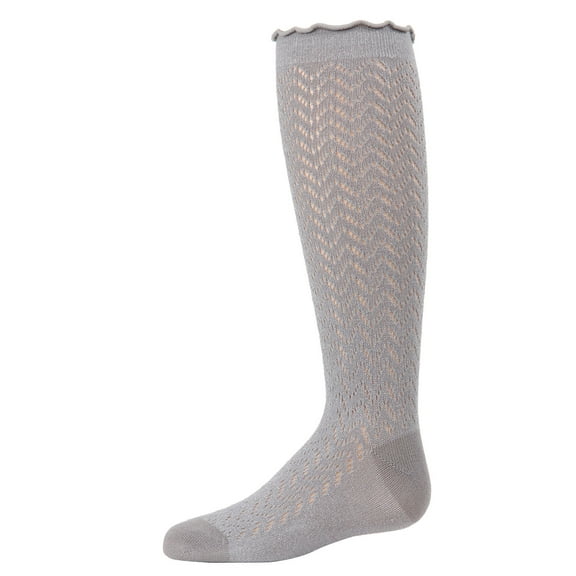 MeMoi Girls Open Work Shimmer Cotton Blend Knee High Socks - Girls - Female, 10, Blush Pink