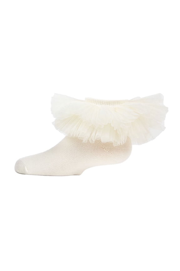 Oversized Tutu Ballerina Anklet Socks - Girls - Female, 4, Winter White