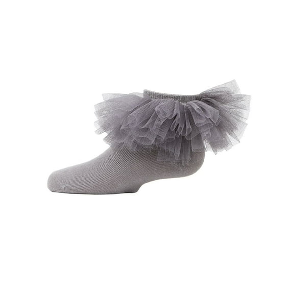 MeMoi Oversized Tutu Ballerina Anklet Socks - Girls - Female, 6, Gray