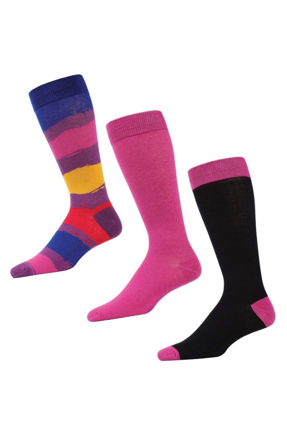 Paint Block Cotton Blend Crew Sock 3 Pack - Mens - Male, 10-13, Black-Purple