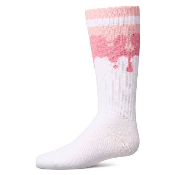 MeMoi Girls "Paint Drip" Ribbed Cotton-Blend Novelty Knee High Sock - Girls - Female, 2, Pink