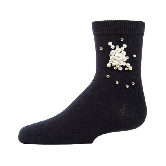 MeMoi Pearl Burst Cotton Blend Crew Socks - Girls - Female, 6, Winter White