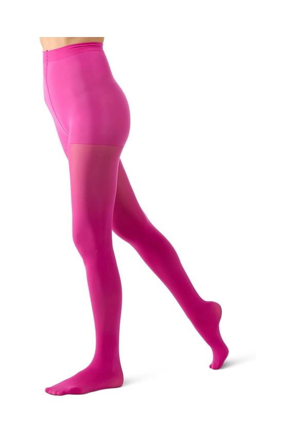 MeMoi Women's Perfectly Opaque Control Top Tights - Womens - Female (S/M, Fuchsia)