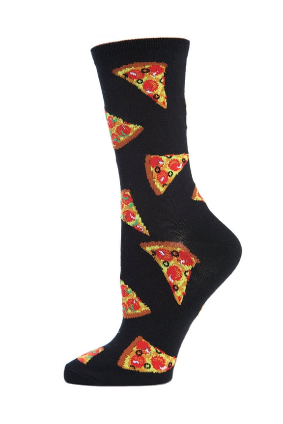 Pizza Slice Bamboo Blend Crew Socks - Womens - Female, One Size, Black