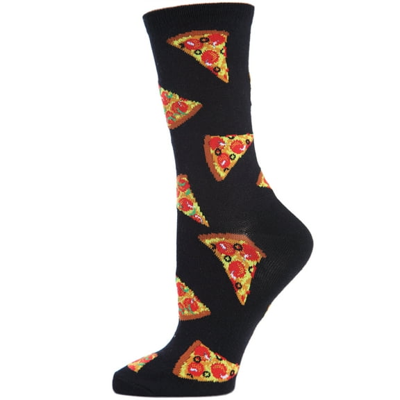 MeMoi Pizza Slice Bamboo Blend Crew Socks - Womens - Female, One Size, Ivory