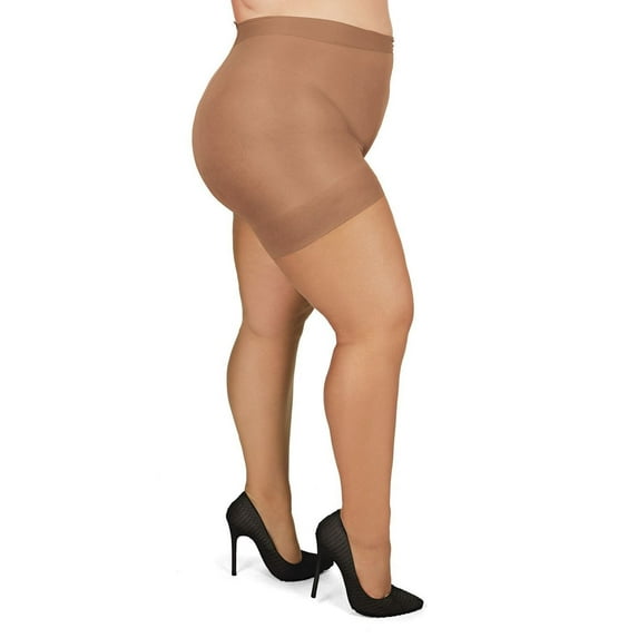 MeMoi Plus Size Curvy Ultra Sheer Control Top Pantyhose - Womens - Female, 5X-6X, Honey