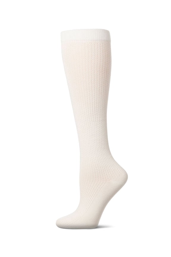Pointelle Dot Knee High Socks - Girls - Female, 14, Winter White