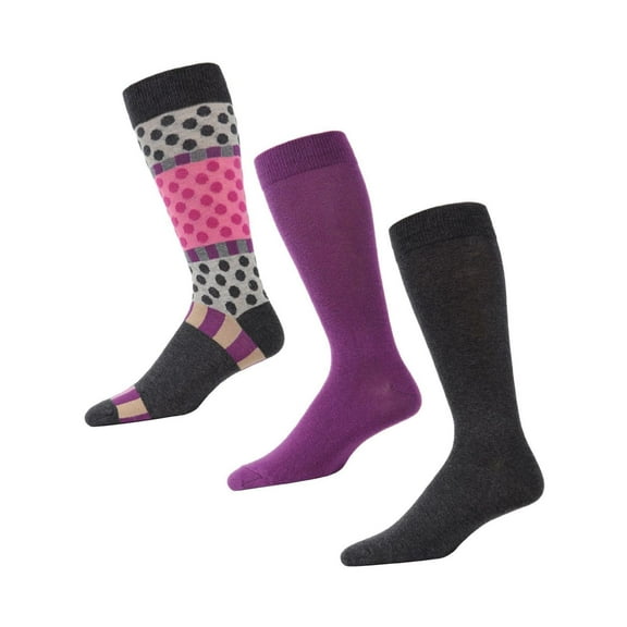 MeMoi Polka Dash Cotton Blend Crew Sock 3 Pack - Mens - Male, 10-13, Charcoal