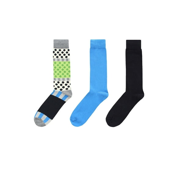 MeMoi Polka Dash Crew 3 Pair Pack 10-13 / Black/Blue