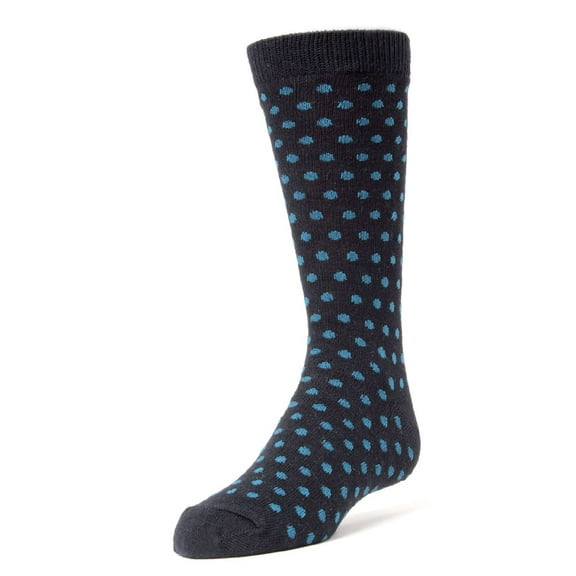MeMoi Polka Dot Cotton Blend Dress Socks - Boys - Male, 7-8, Navy