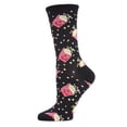 thumbnail image 1 of MeMoi Popcorn Bamboo Blend Crew Socks - Womens - Female, One Size, Black, 1 of 7