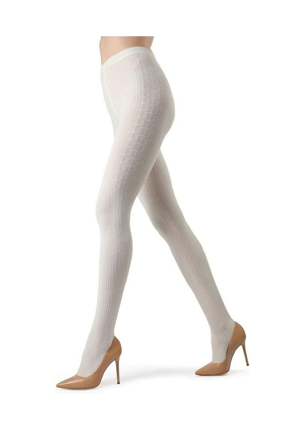 Portland Side Cable Knit Sweater Tights - Womens - Female, S-M, Winter White