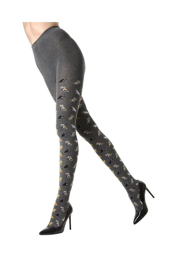 Pretty Kitties Seamless Sweater Tights - Womens - Female, Q1/Q2, Dark Gray Heather