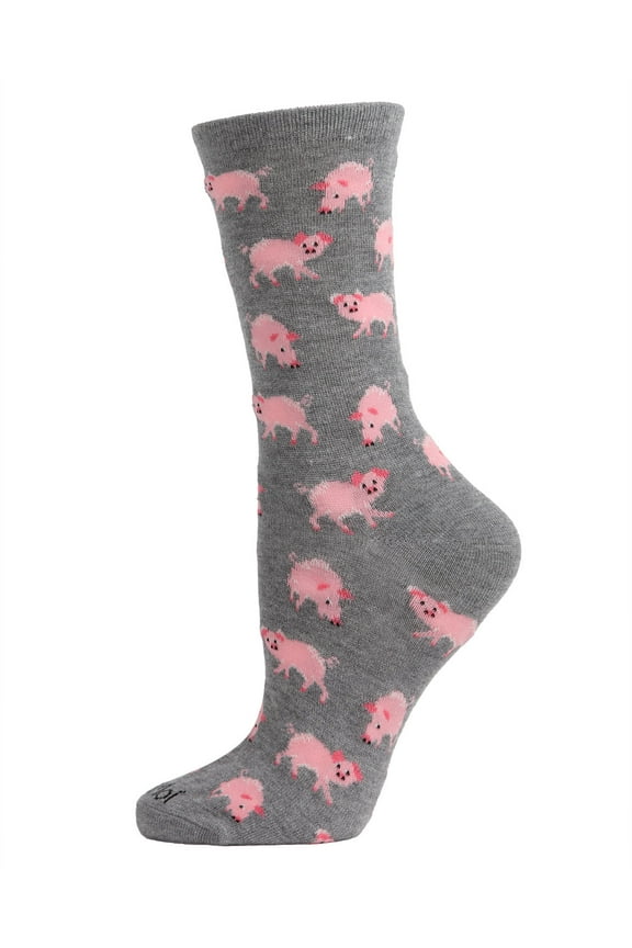 Pretty Pigs Bamboo Blend Crew Socks - Womens - Female, One Size, Black