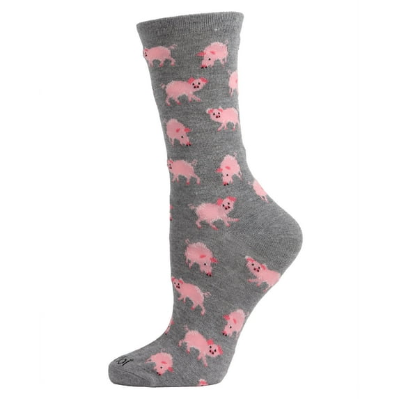 MeMoi Pretty Pigs Bamboo Blend Crew Socks - Womens - Female, One Size, Legion Blue