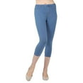 thumbnail image 1 of MeMoi Priga Denim Cotton Capri Jean Leggings - Womens - Female (Small/Medium, Light Wash), 1 of 7