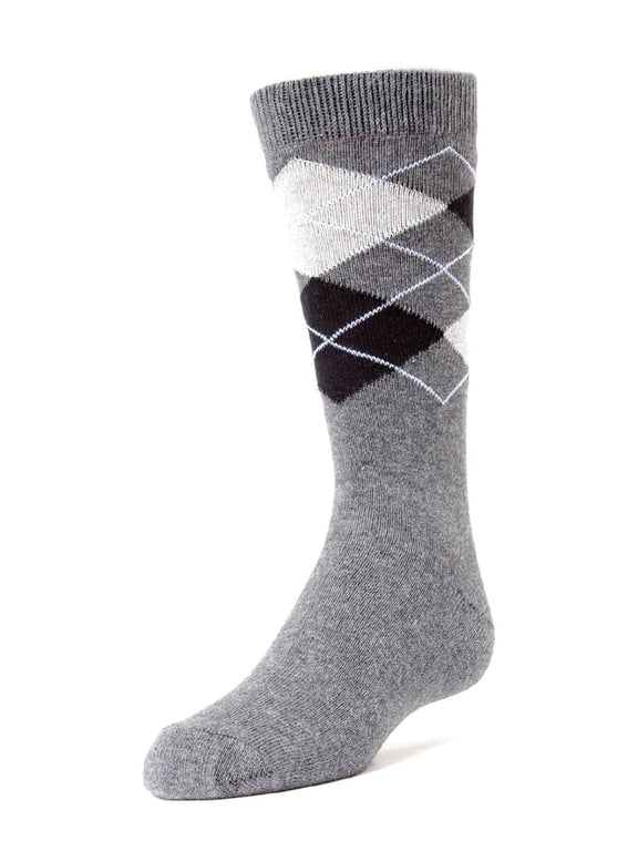 Prim and Preppy Cotton Blend Argyle Socks - Boys - Male, 9-11, Charcoal