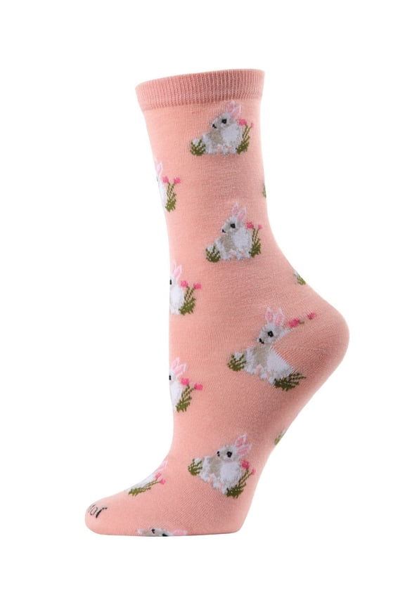 Rabbits Bamboo Blend Crew Socks - Womens - Female, 9-11, Coral Almond