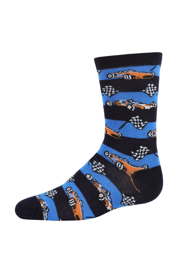 Boys' Race Car Rayon from Bamboo Crew Socks - Boys - Male, 5-6, Black