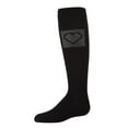 thumbnail image 1 of MeMoi Rhinestone Heart Knee High Cotton Blend Socks - Girls - Female, 10, Black, 1 of 7