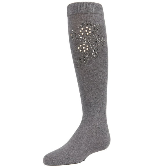 MeMoi Rhinestone Knee High Socks for Girls, Sparkle Socks by MeMoi 4 / Medium Gray