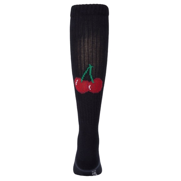 MeMoi Ribbed Cotton-Blend "Back Cherry" Knee High Sock - Girls - Female, 10, Navy