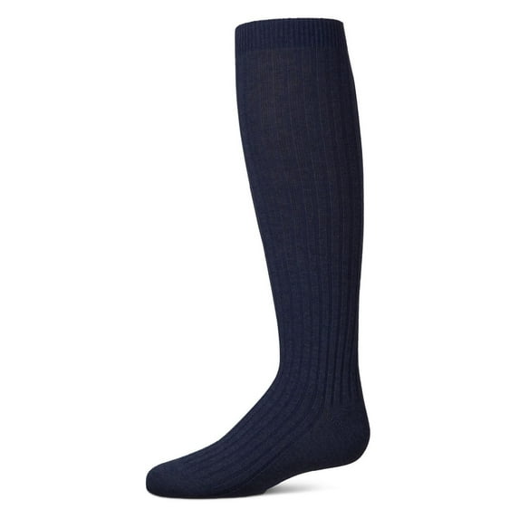 MeMoi Ribbed Cotton Blend Knee High Sock - Girls - Female, 11-13, Navy