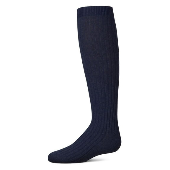 MeMoi Ribbed Cotton Blend Knee High Sock - Girls - Female, 9-11, Navy