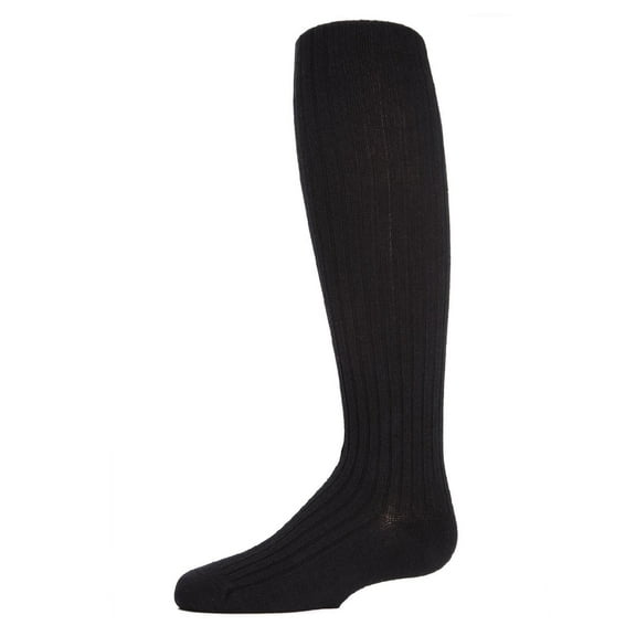 MeMoi Ribbed Cotton Blend Knee High Sock - Girls - Female, 7-8, Black