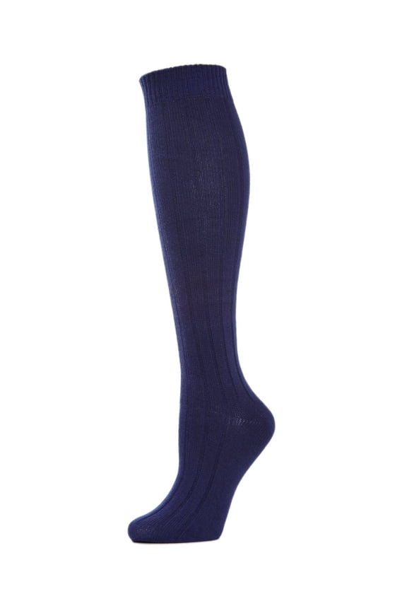 Ribbed Cotton Blend Knee High Socks - Womens - Female, One Size, Legion Blue