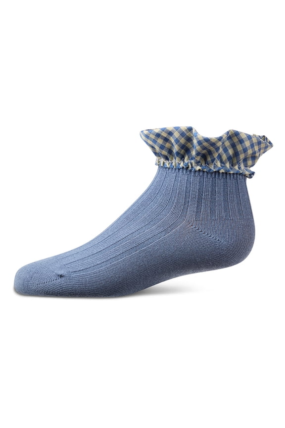 Ribbed Cotton-Rich Checkered Ruffle-Trim Ankle Sock - Girls - Female, 2, Pink